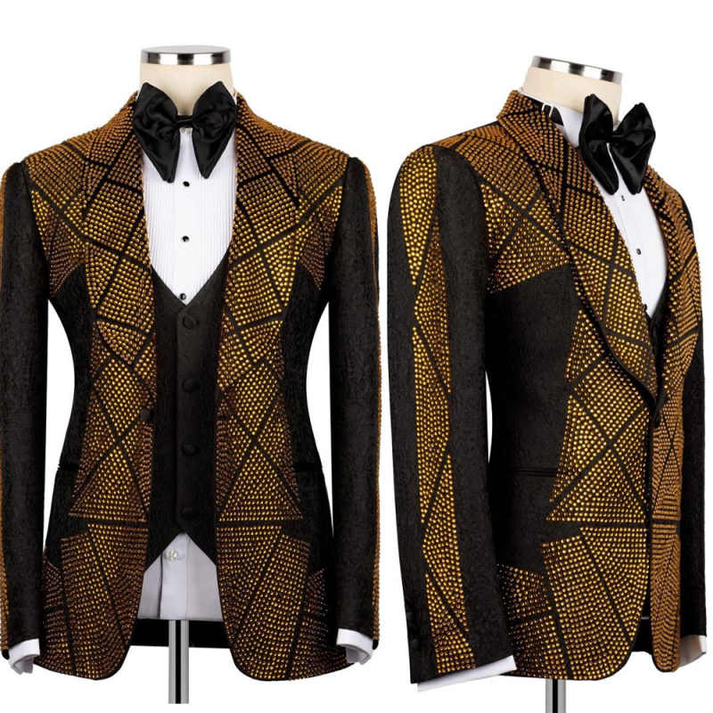 Men'S Formal Wear Attire - Gouden kralen herenpak kleding voor bruiloft