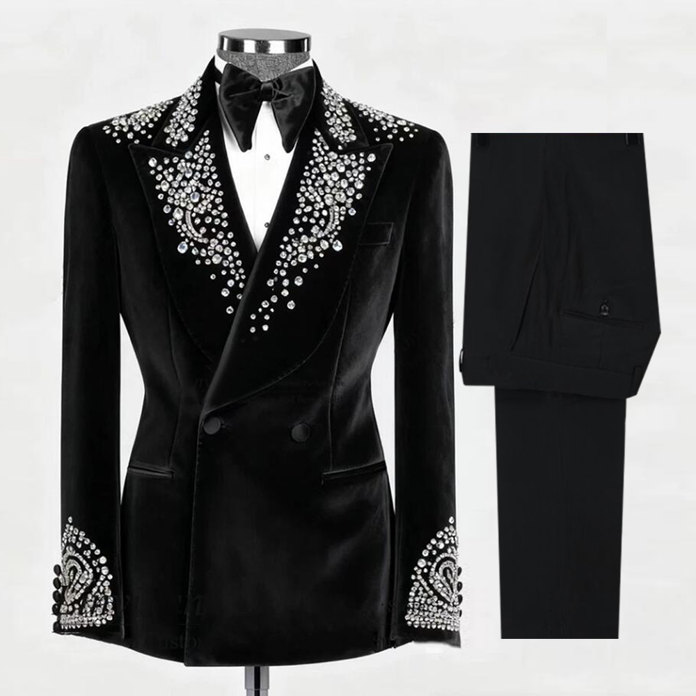 Men'S Formal Wear Attire - Luxe pakken heren 2-delige sets fluwelen