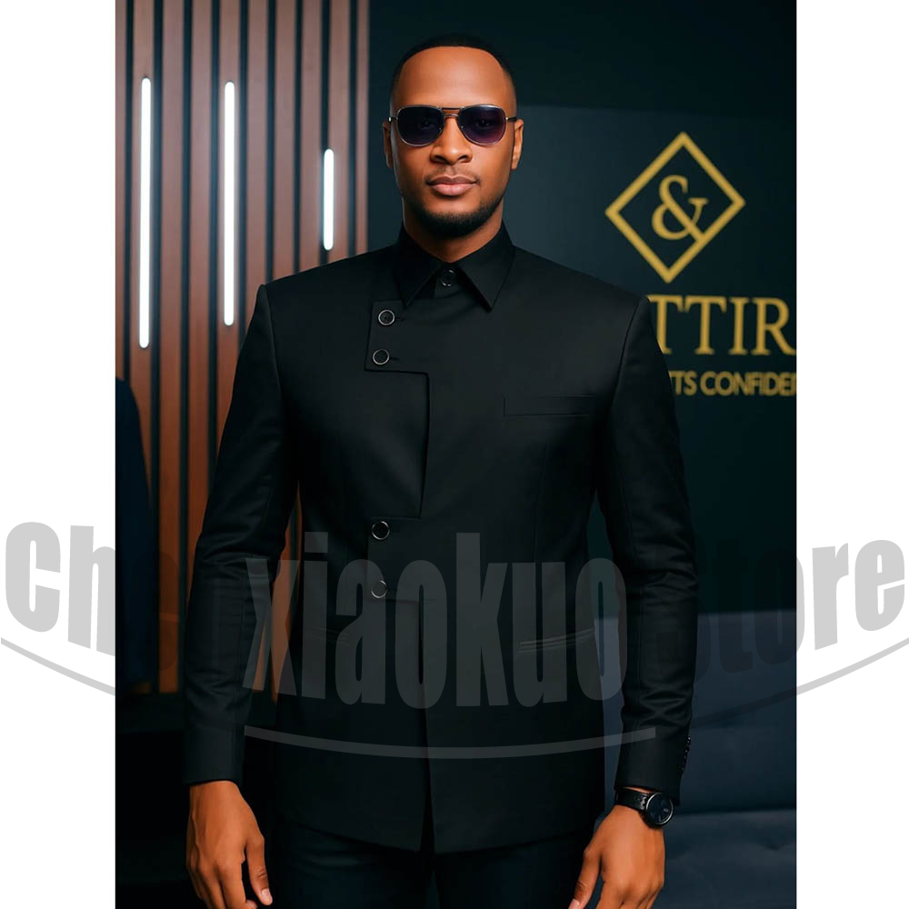 Men Formal Wear Modern - Modepak met Mandarijnkraag voor heren, 2-delig,
