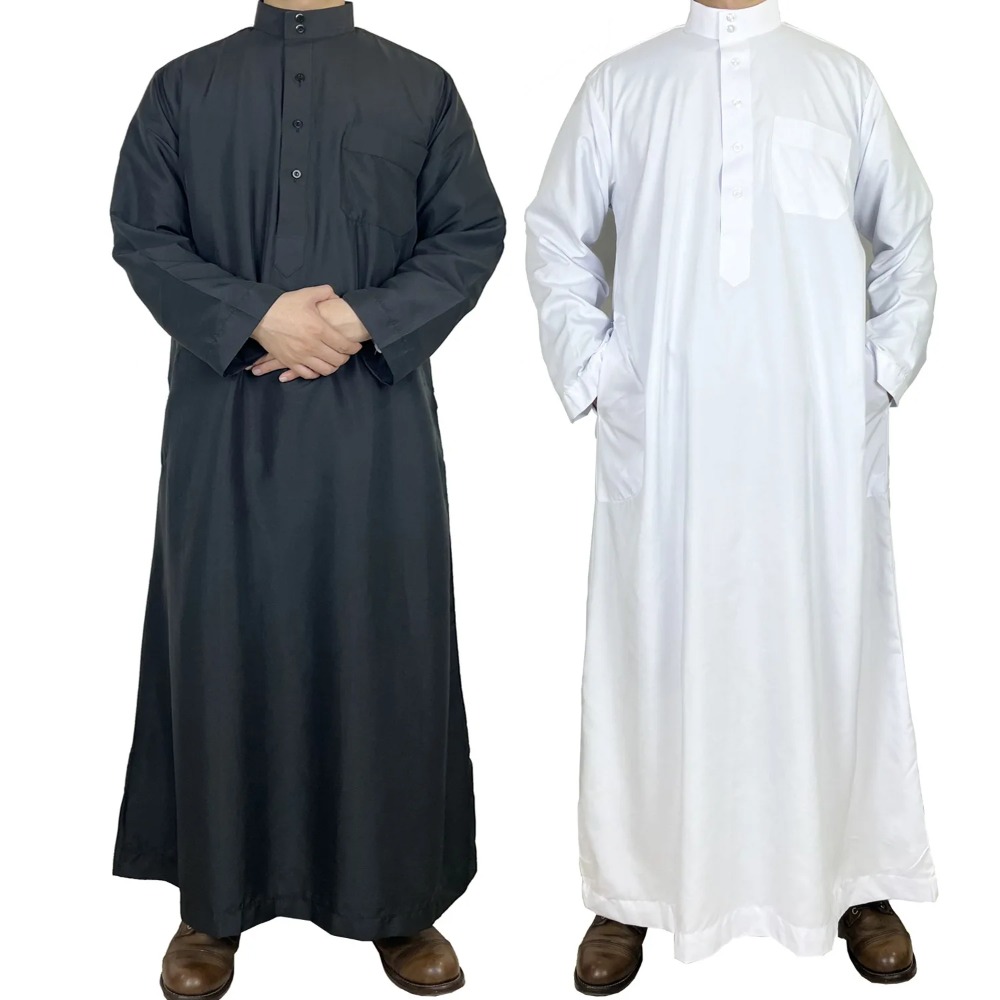 Arabic Formal Wear Men - Heren polyester Qatari Thobe met opstaande