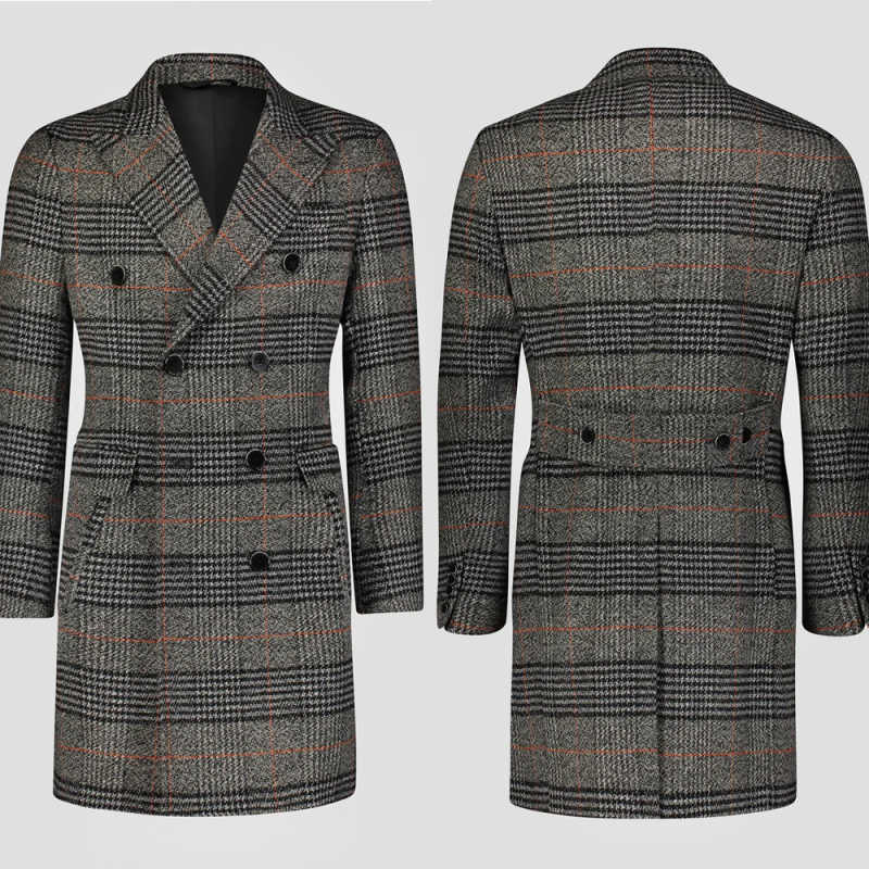 Men Formal Wear Modern - Moderne rasterwollen mix heren overjas 1-delige