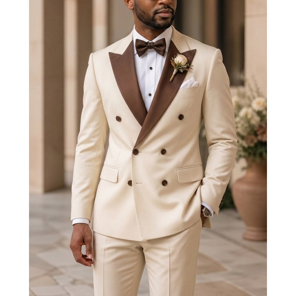Men Formal Wear Modern - Heren Double Breasted Smokingpak Mode Peak